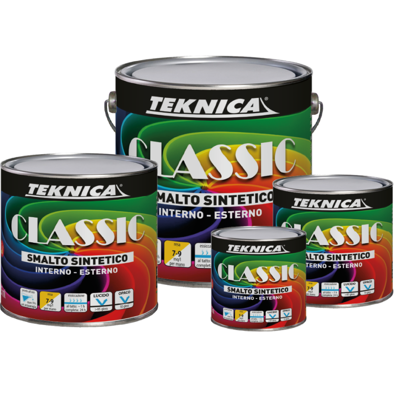SMALTO SINTETICO LUCIDO PER FERRO LEGNO PLASTICA TEKNICA 0,75 Litri Vari Colori